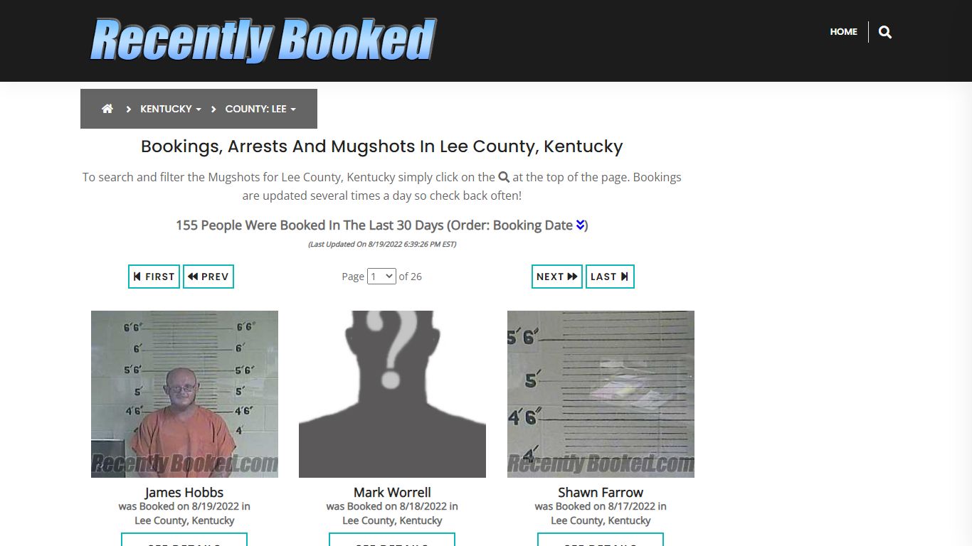 Recent bookings, Arrests, Mugshots in Lee County, Kentucky
